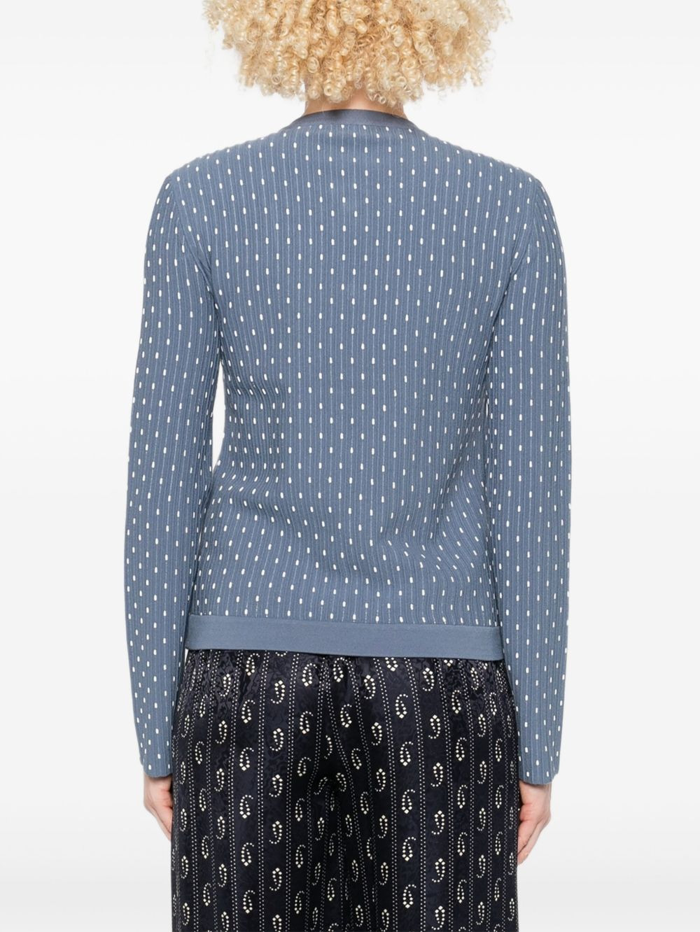 dot-pattern ribbed cardigan - 4