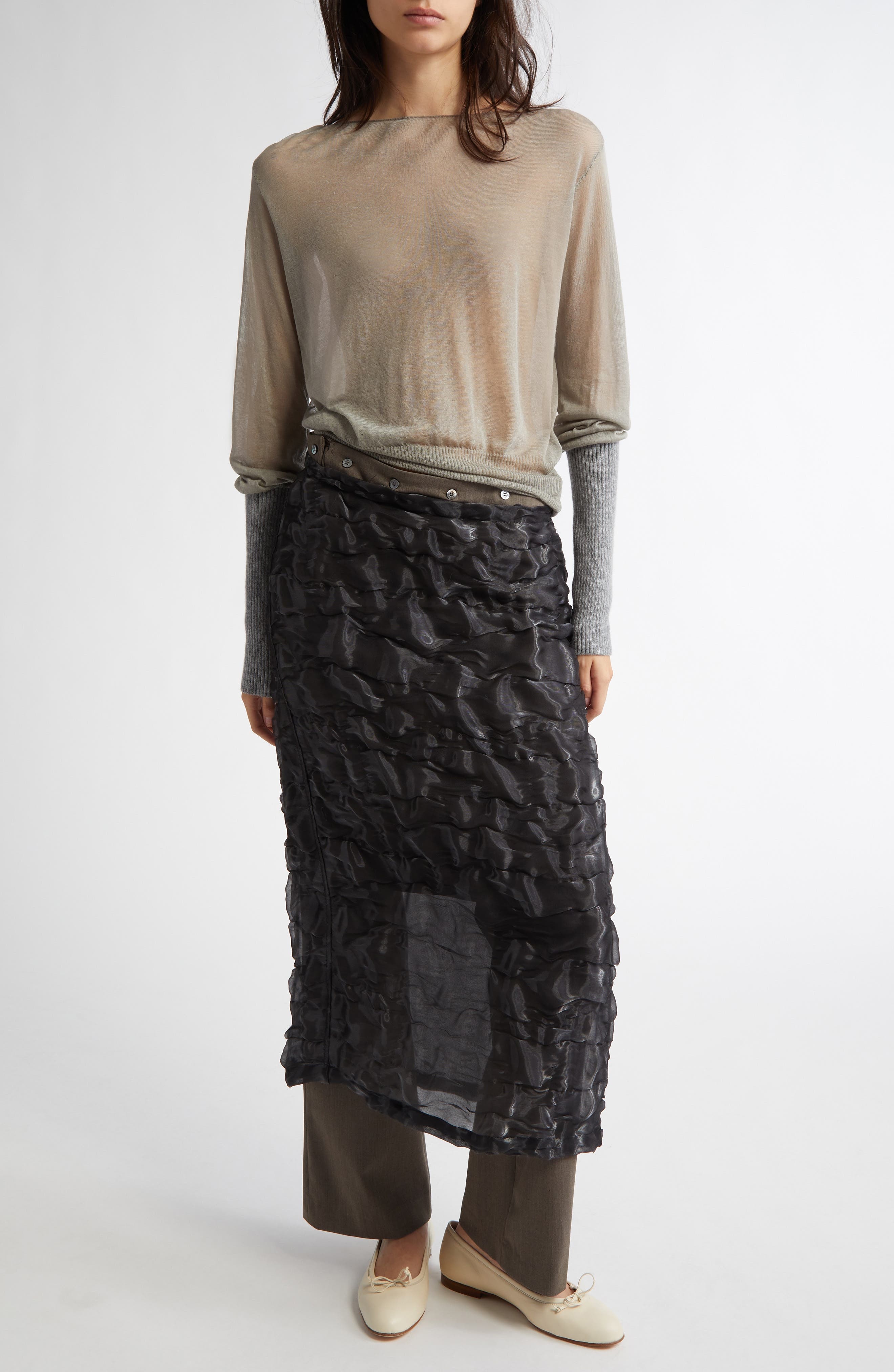 Paloma Wool Aoi Crinkled Midi Skirt in Grey at Nordstrom - 2