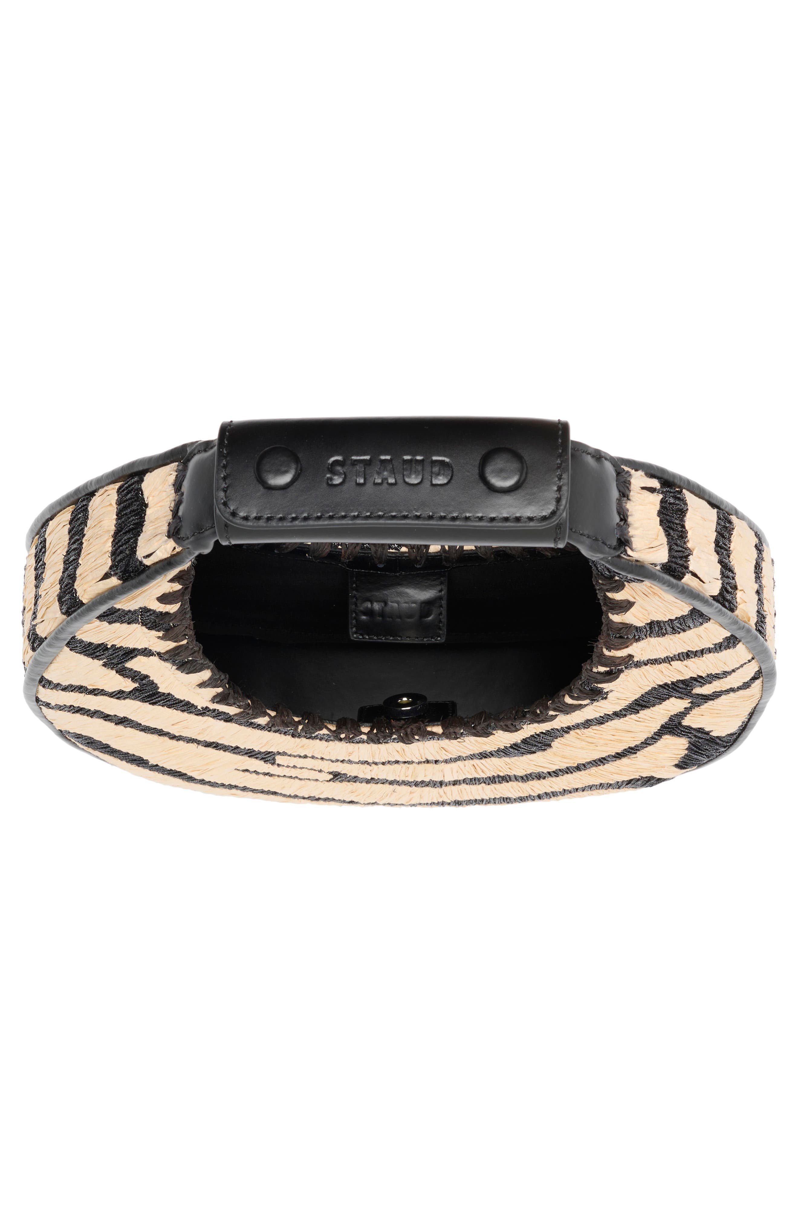 STAUD Moon Raffia Tote in Zebra Raffia at Nordstrom - 4