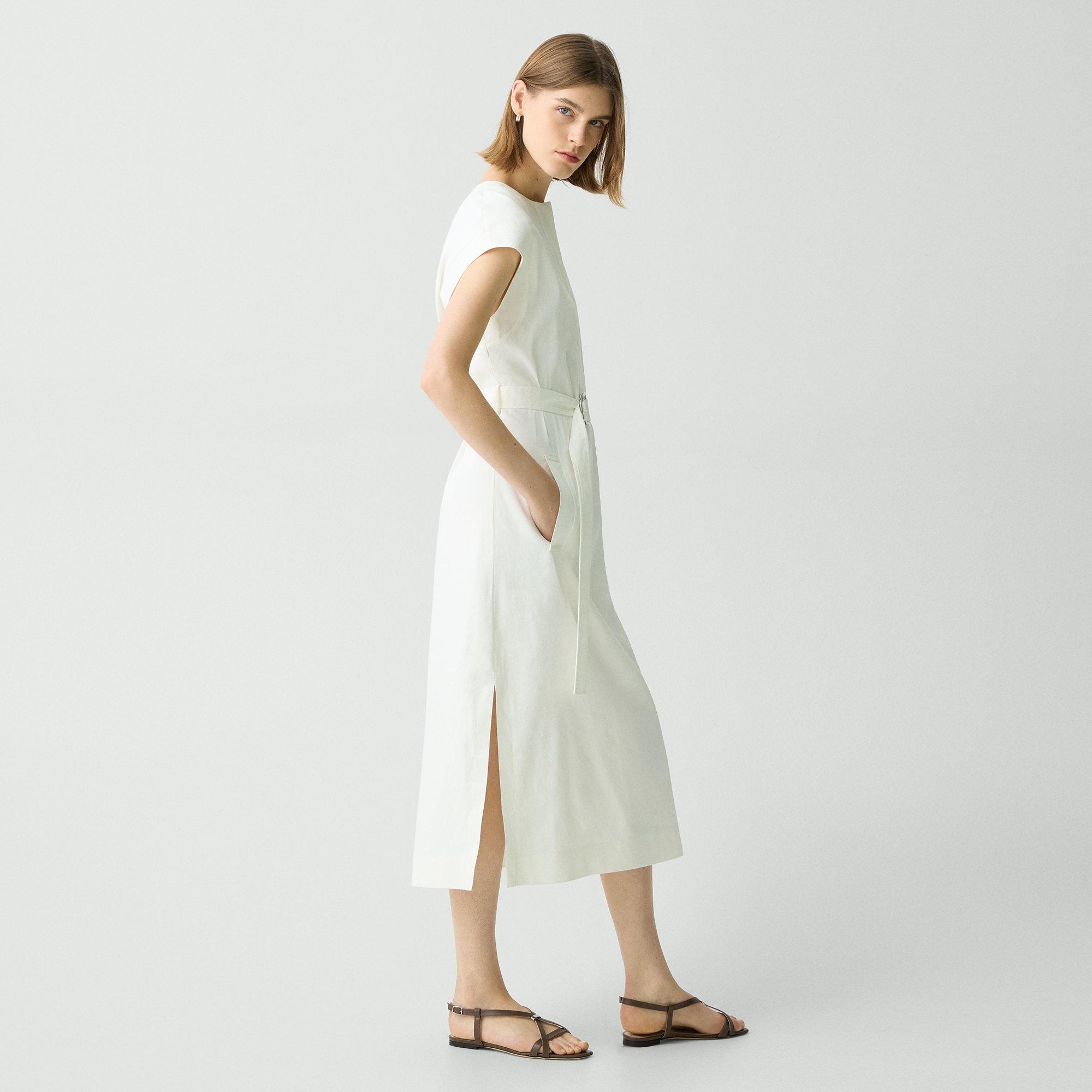 Belted Midi Dress in Good Linen - 3