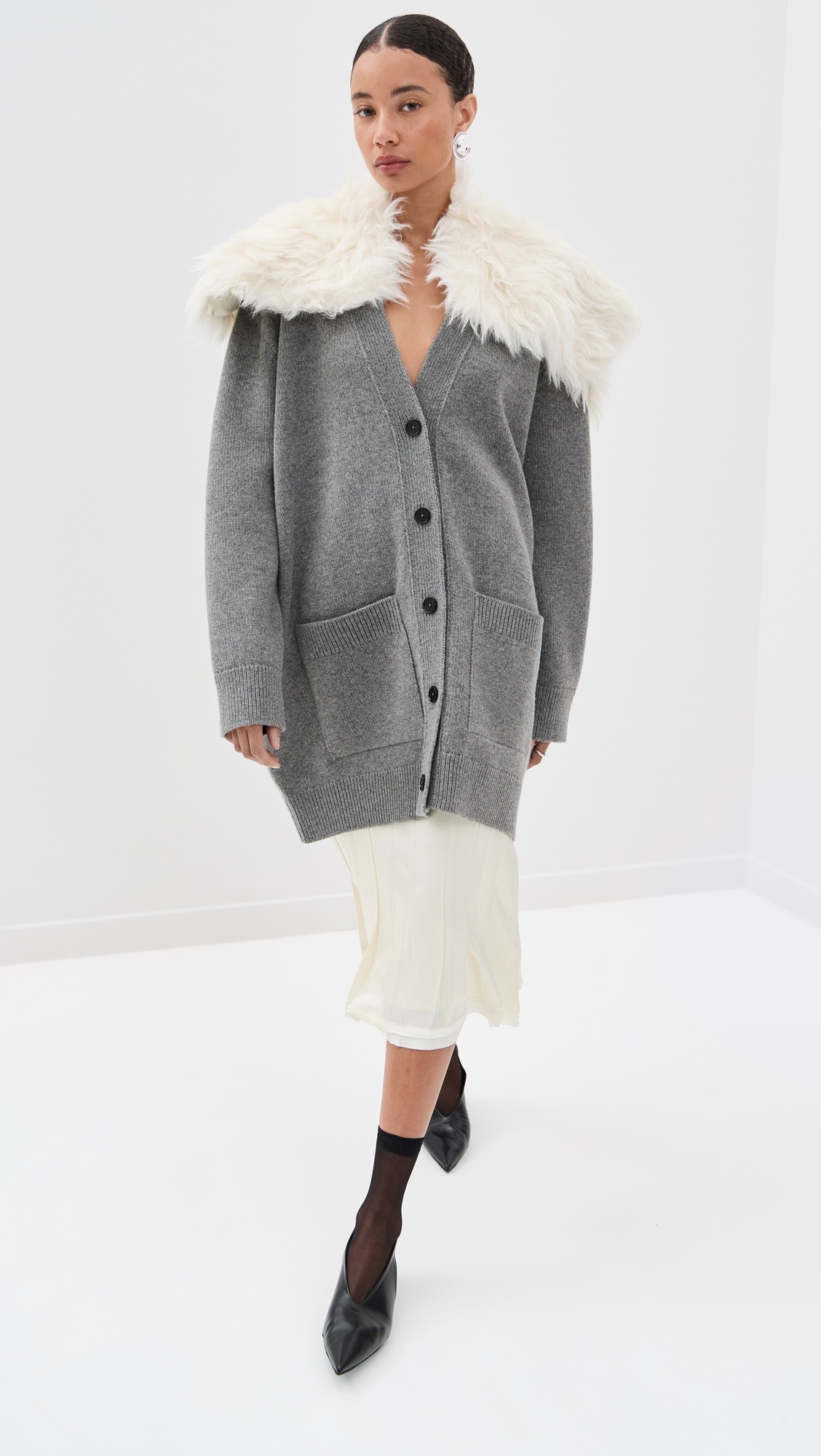 V Neck Mid Length Cardigan - 5