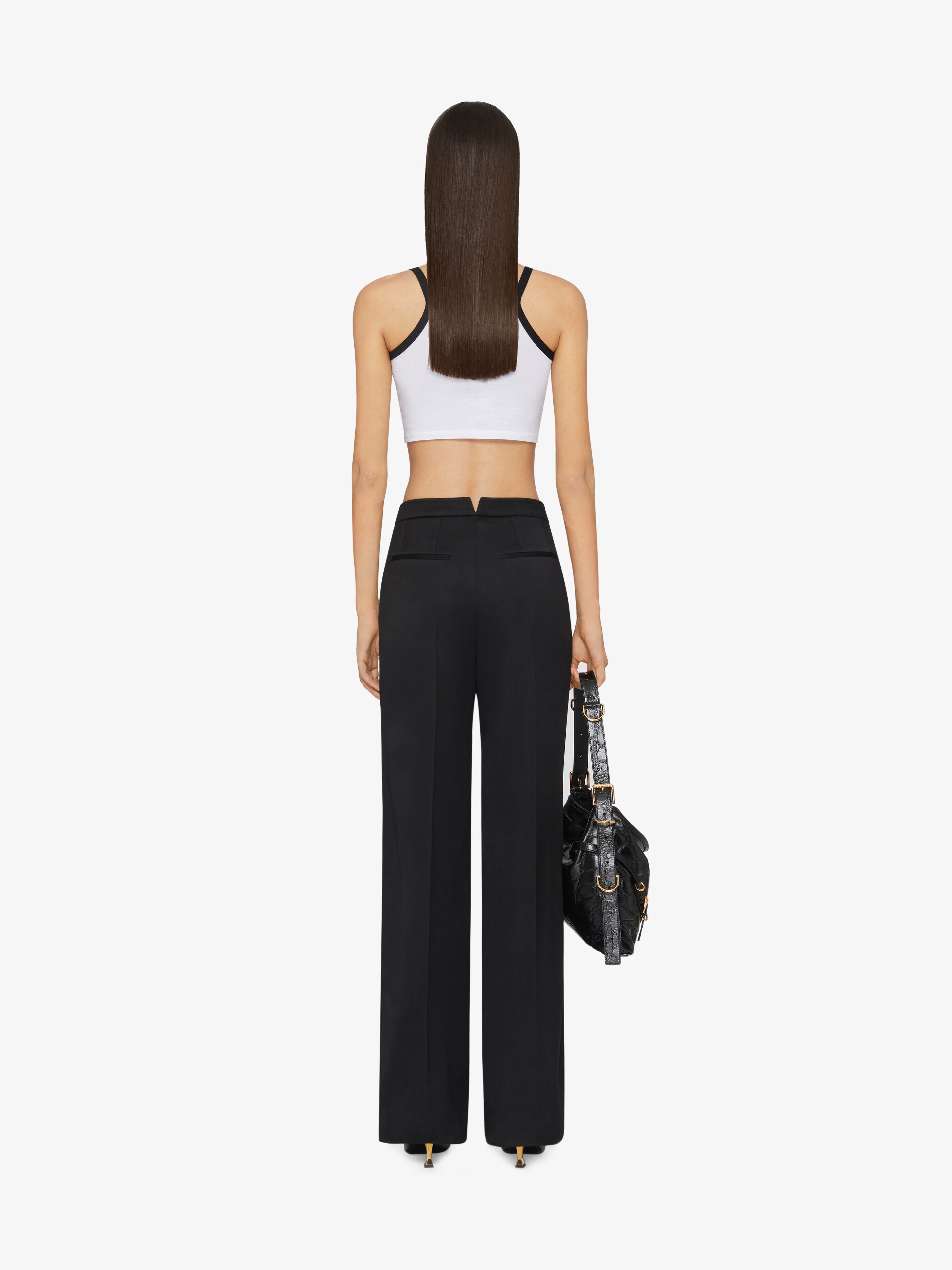CROPPED TANK TOP IN COTTON AND CRYSTALS WITH 4G DETAIL - 4