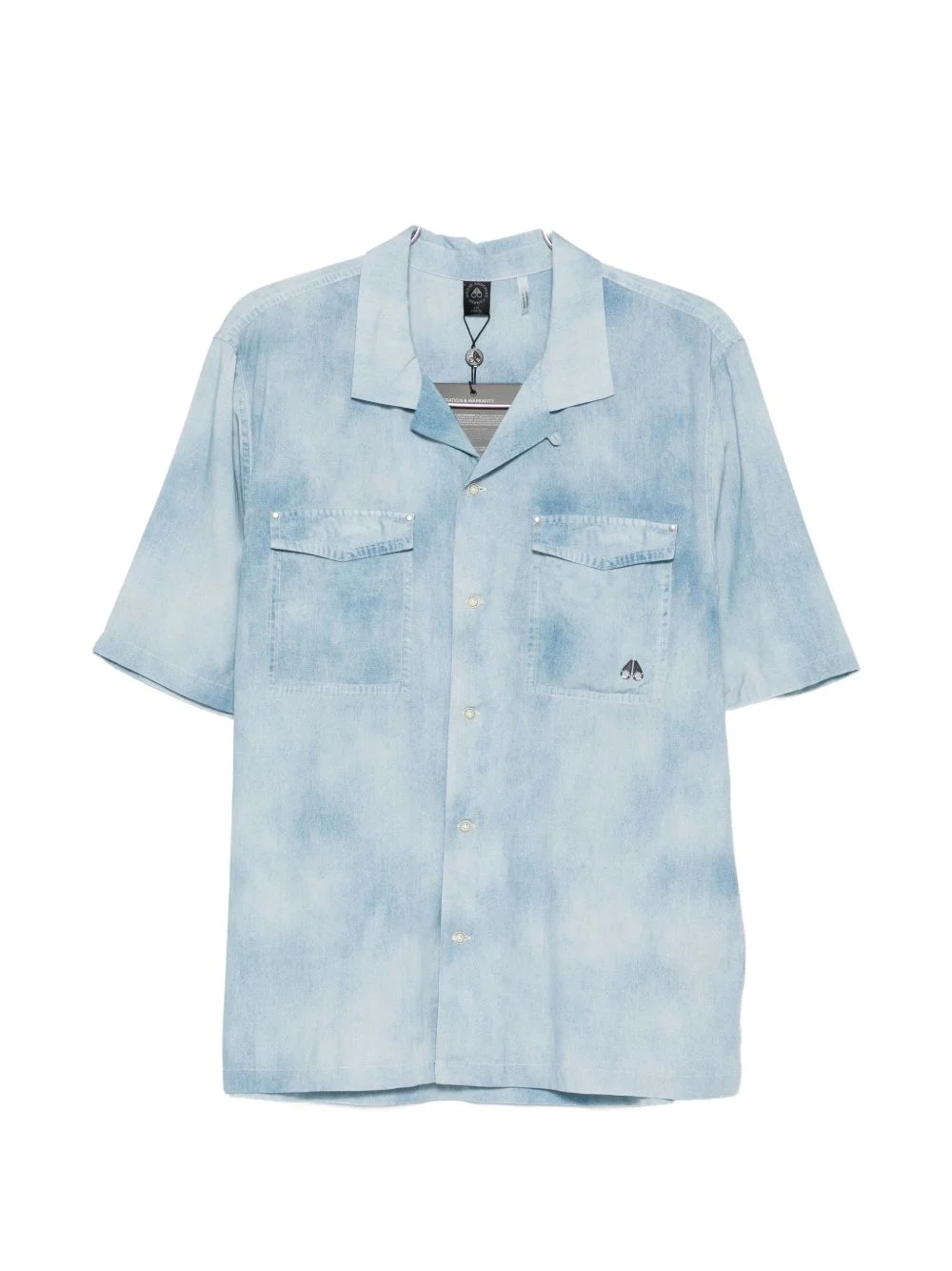 denim-print short-sleeve shirt - 1
