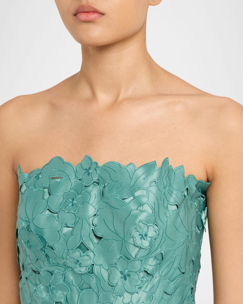 Astelle Strapless Floral-Cut Lace Midi Pencil Dress 5