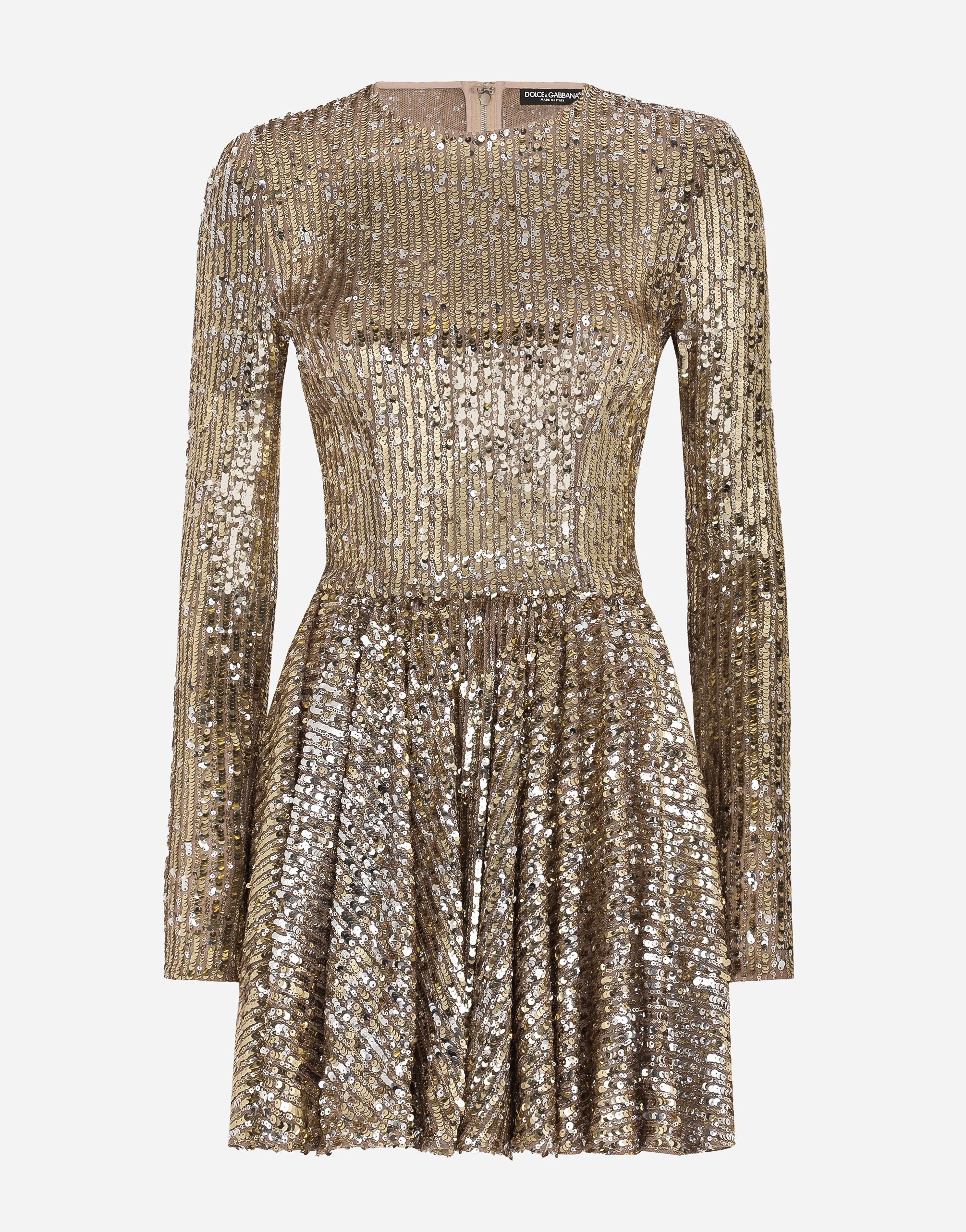 Short sequined dress with circle skirt - 1