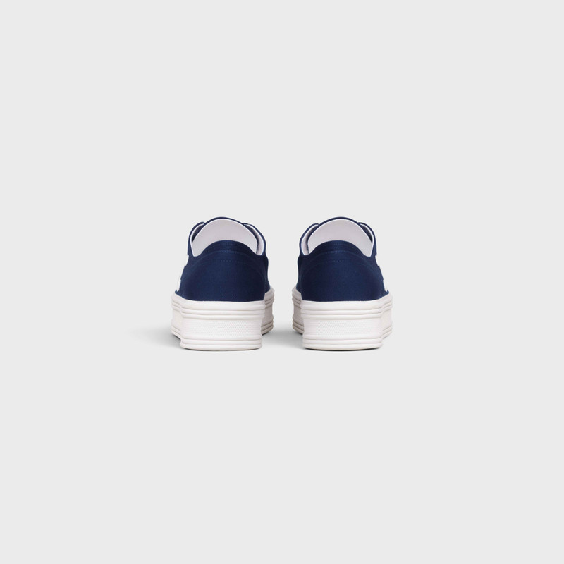 CELINE JANE LOW LACE-UP SNEAKER WITH TRIOMPHE PATCH in Canvas and Calfskin outlook