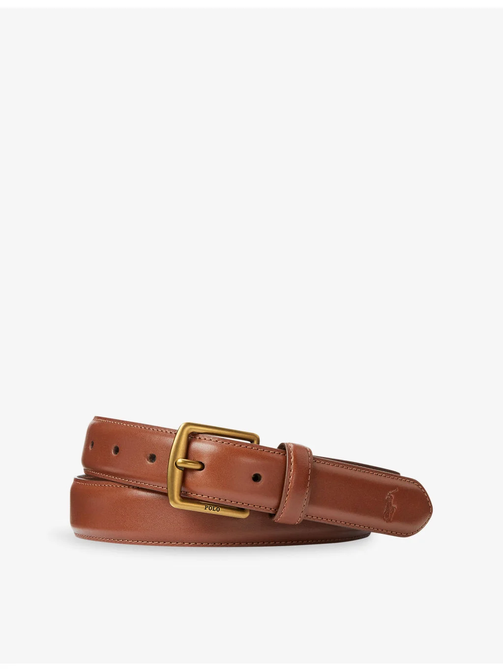 Logo Buckle Leather Belt - 1