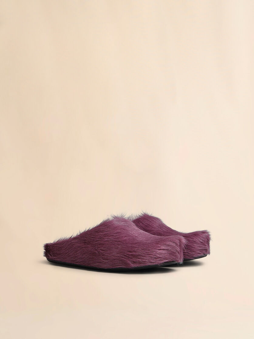 PURPLE LONG HAIR CALFSKIN FUSSBETT SABOT - 2