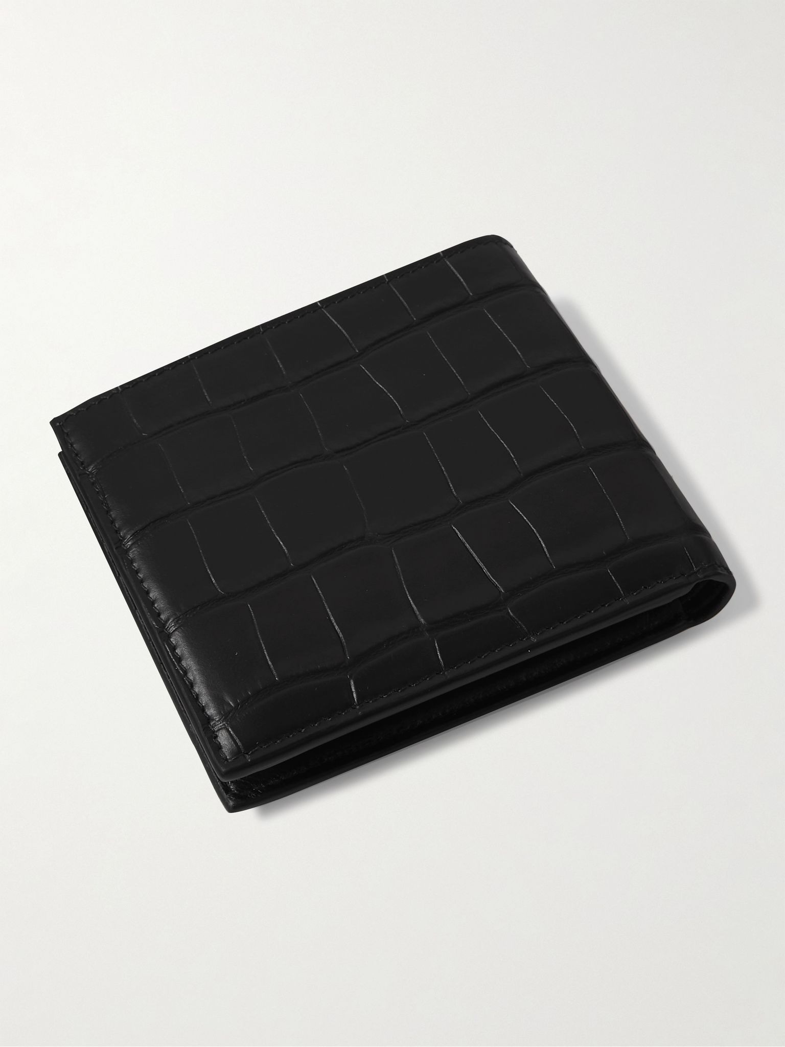 Logo-Print Croc-Effect Leather Billfold Wallet Black - 2