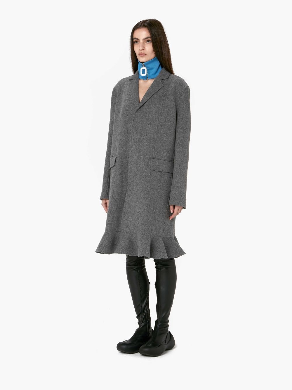 RUFFLED HEM COAT - 4