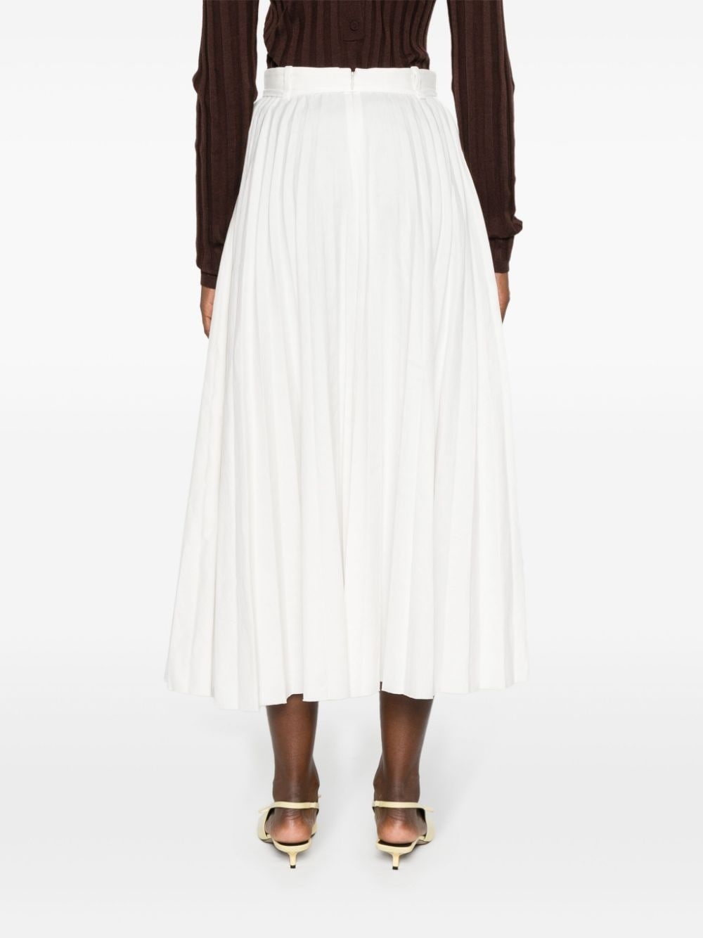 plissÃ©-effect linen-blend skirt - 4