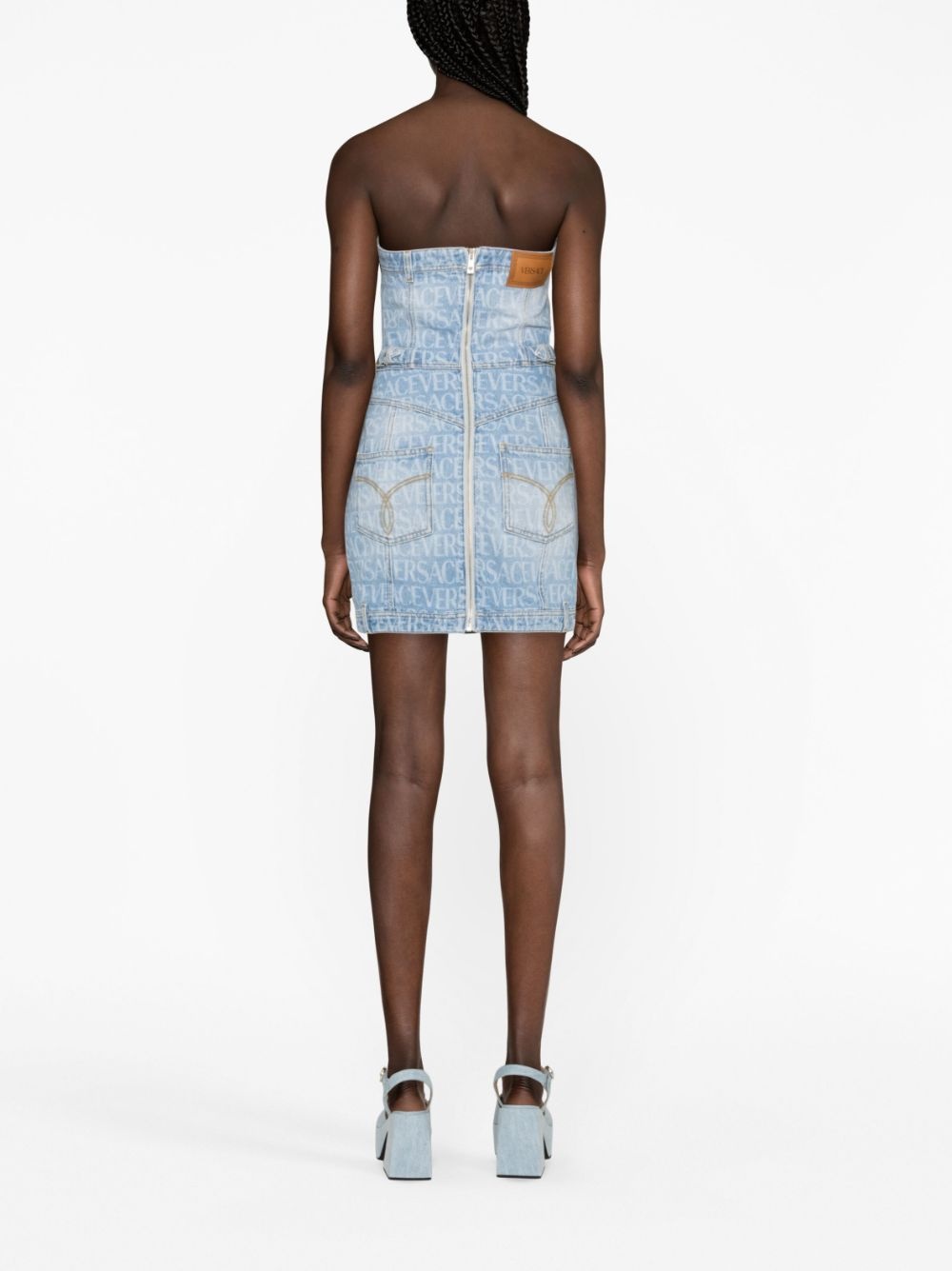 Allover logo-print denim minidress - 3