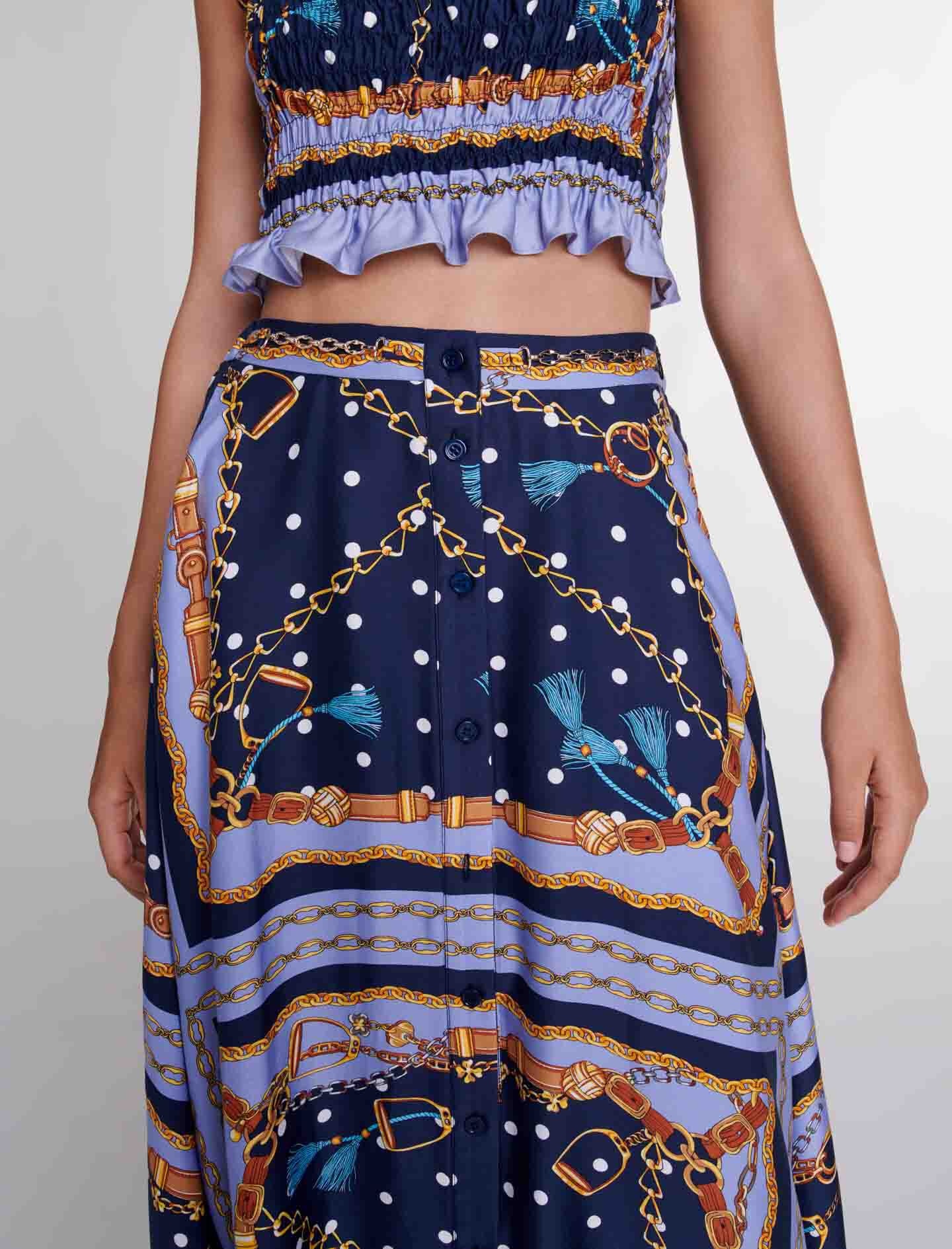 Satin-effect patterned short skirt - 7