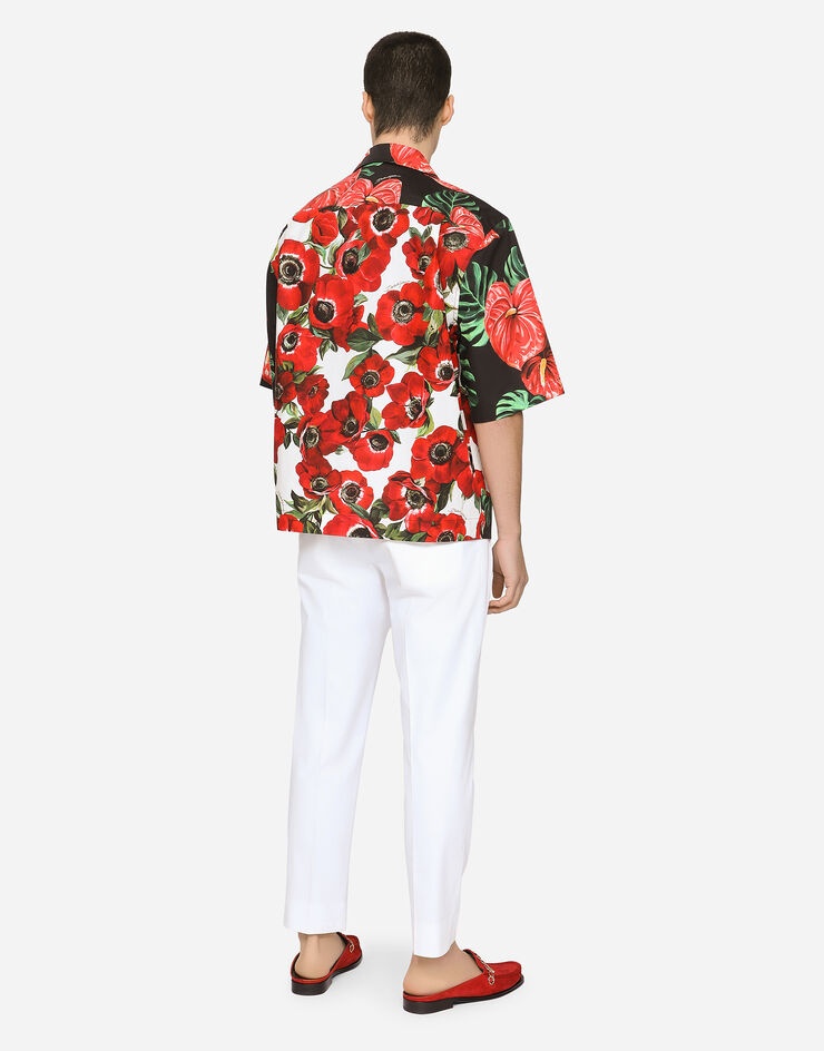Stretch cotton Hawaiian shirt with floral print - 2