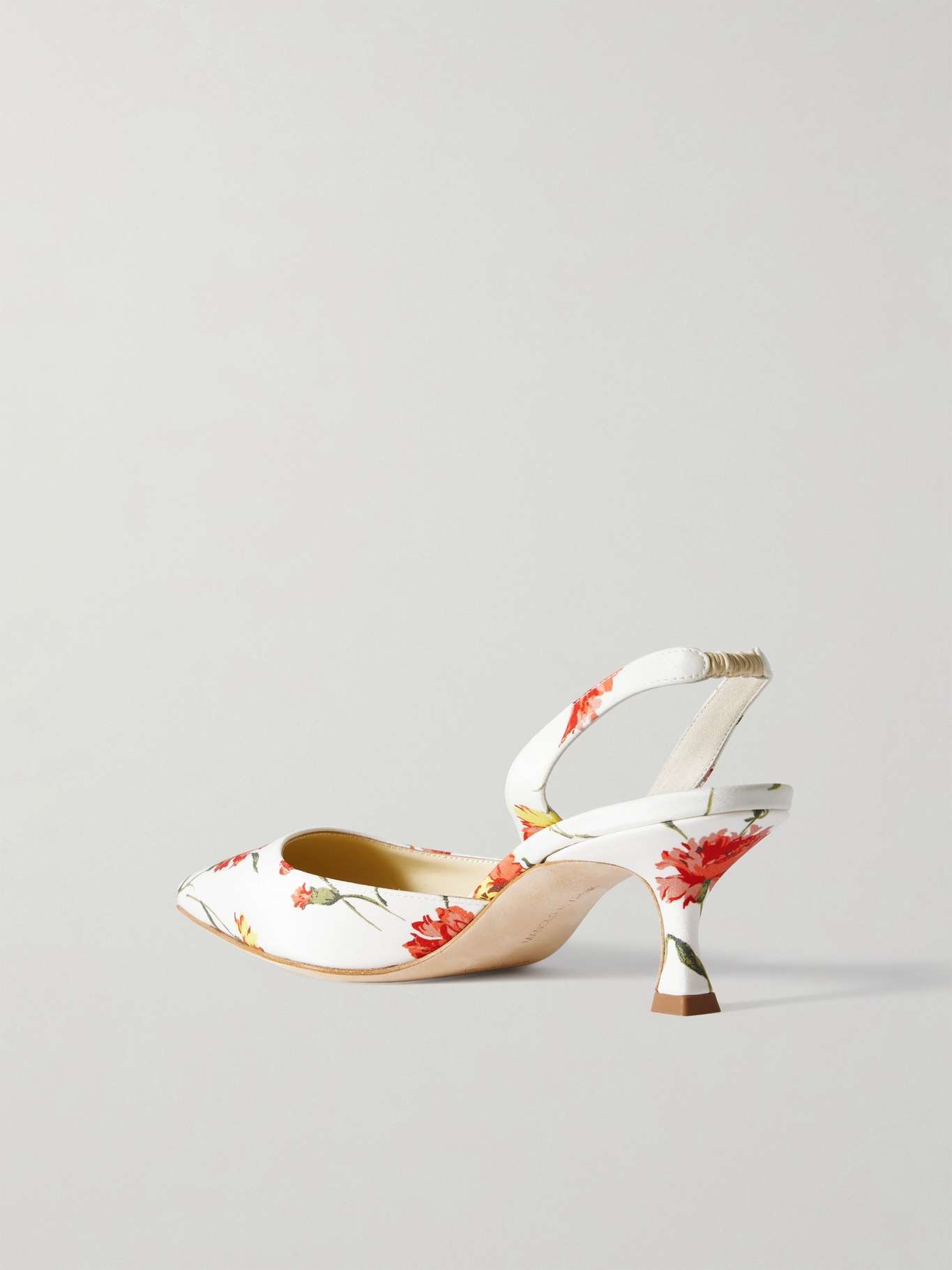 Carolyne 50 floral-print satin slingback pumps White - 3