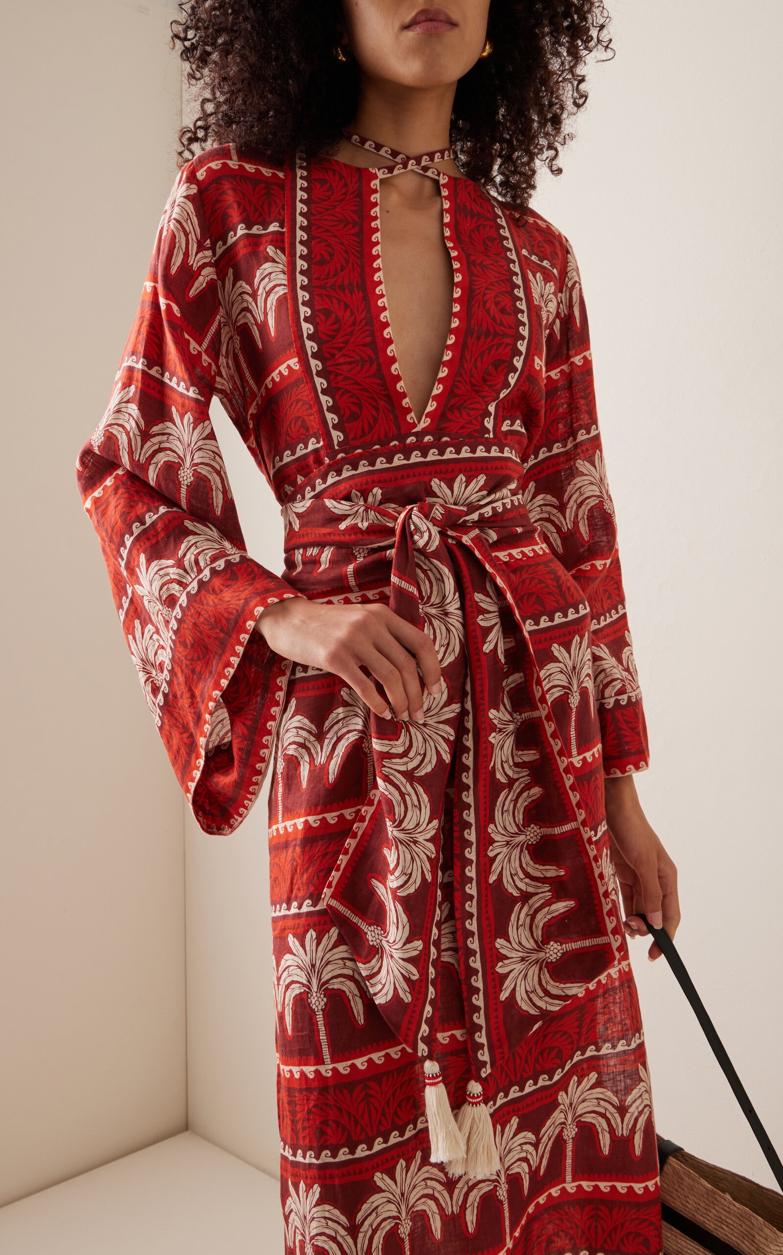 Wild Savannah Linen Maxi Tunic Dress red - 2