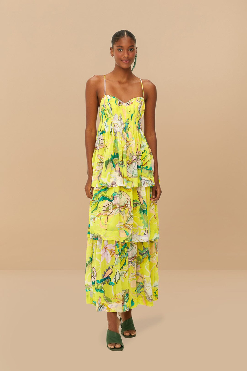 Yellow Jellyfish Bouquet Layered Maxi Dress 1