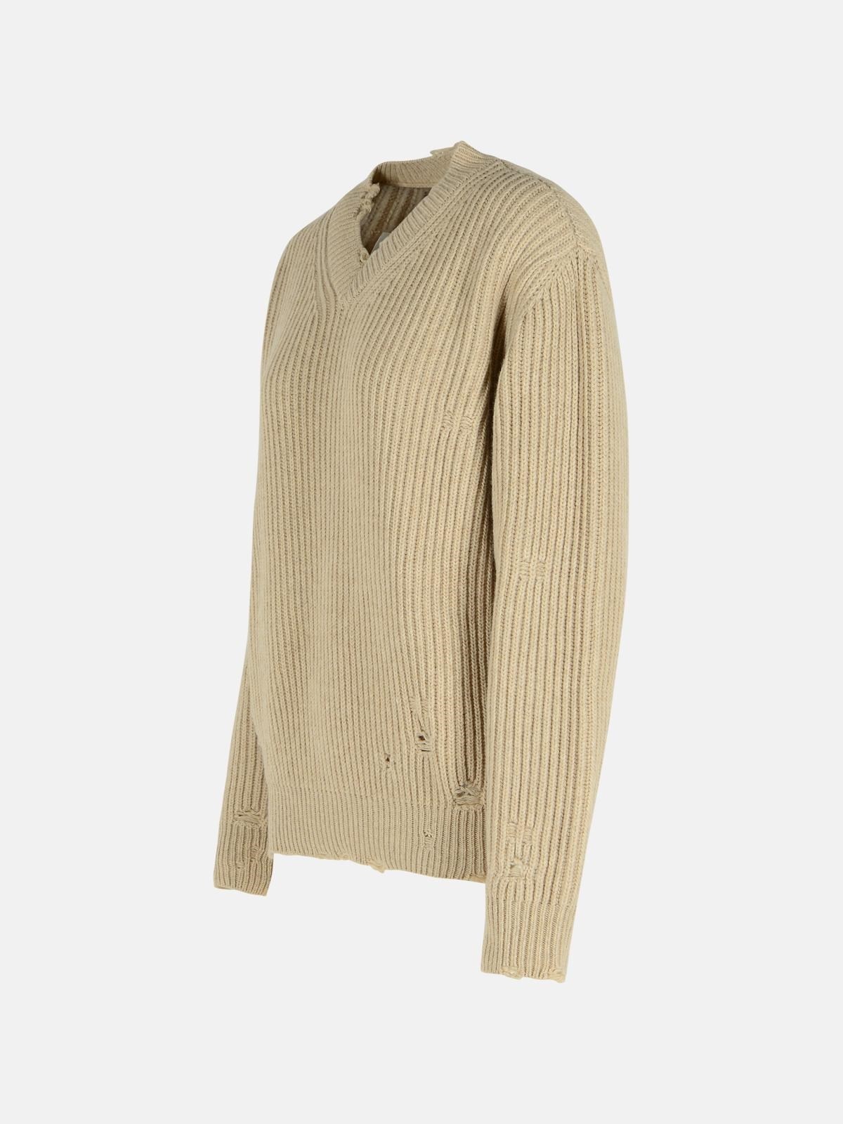 IVORY WOOL BLEND SWEATER - 2