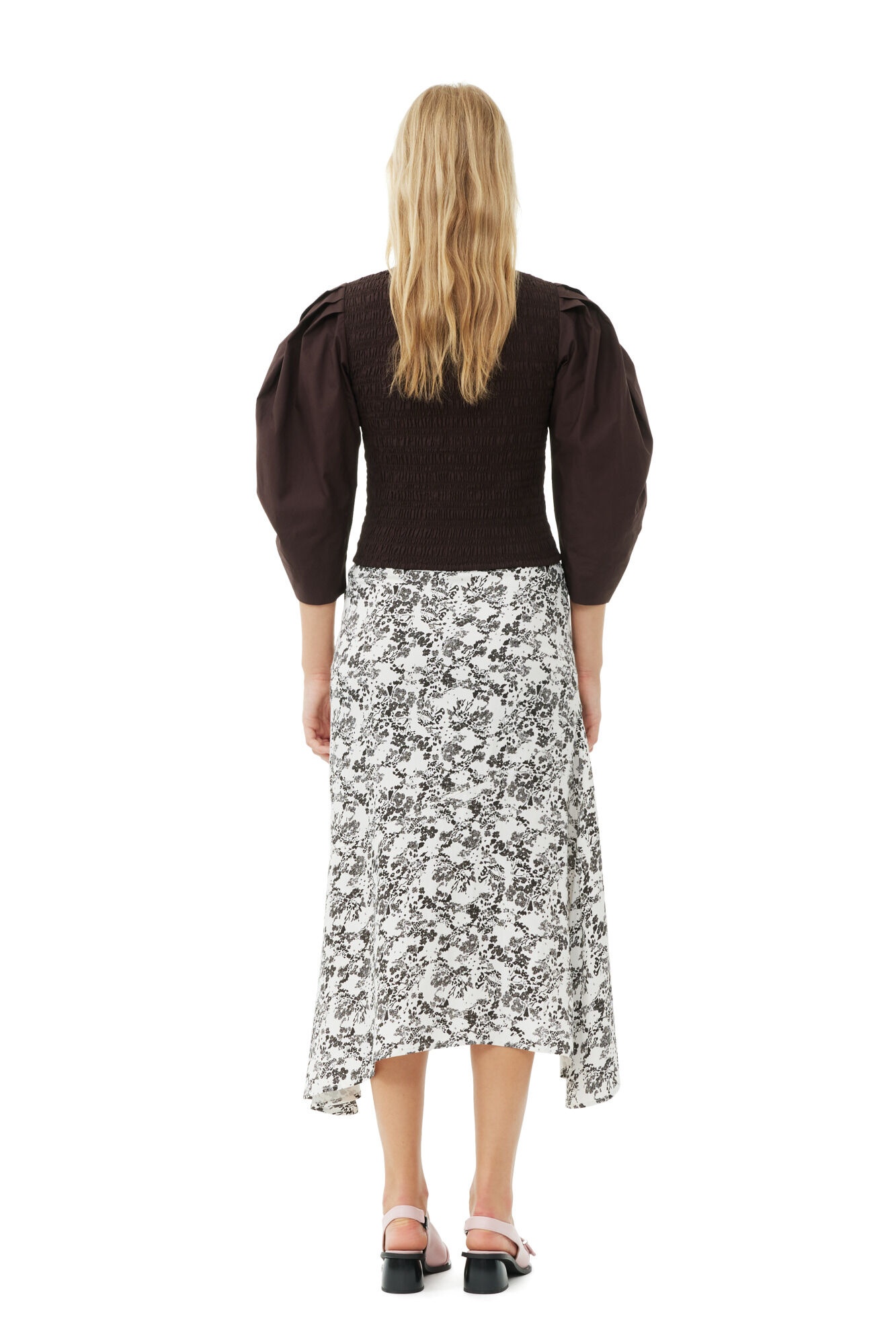 FLORAL VISCOSE TWILL LONG SKIRT - 5