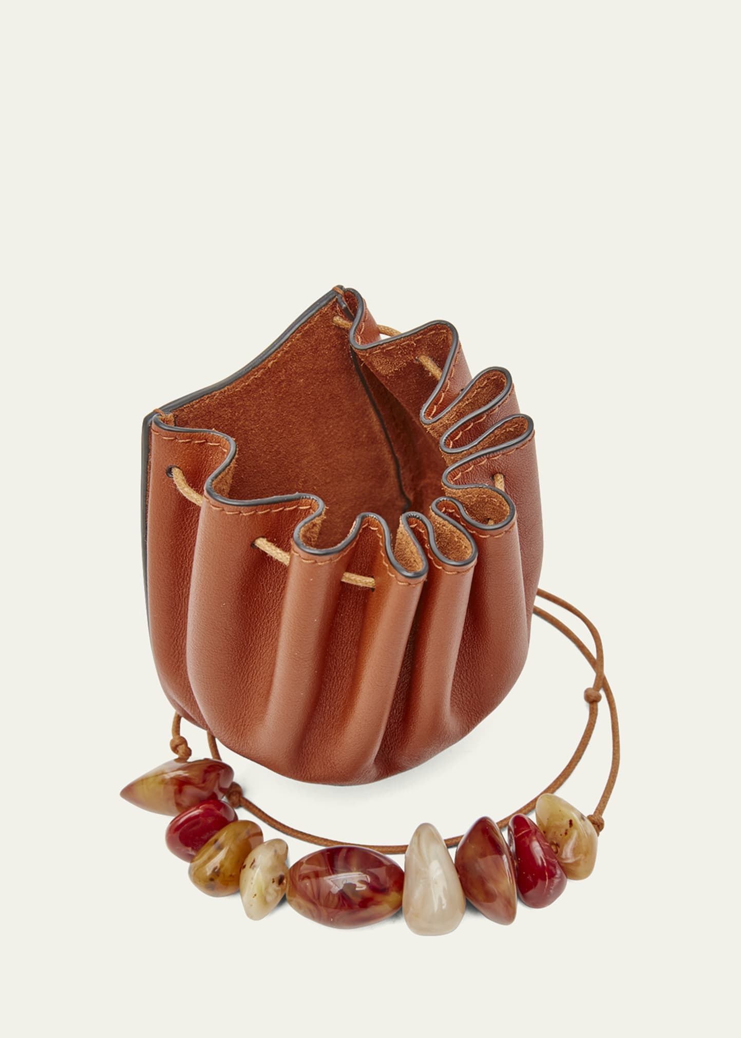 Paloma Ruched Pouchette Beaded Bucket Bag - 4