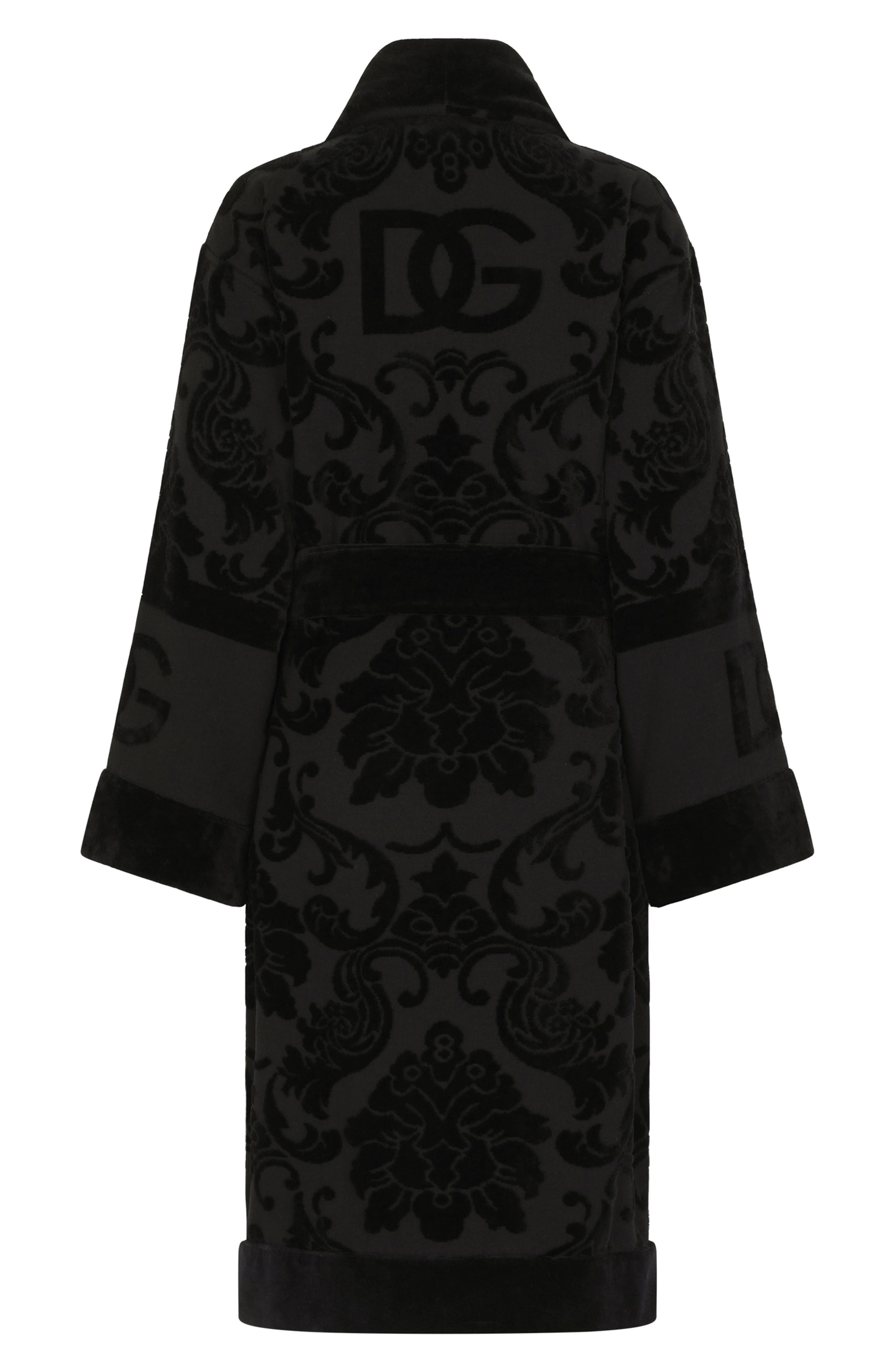 Dolce&Gabbana Logo Jacquard Cotton Terry Robe in Black at Nordstrom - 5
