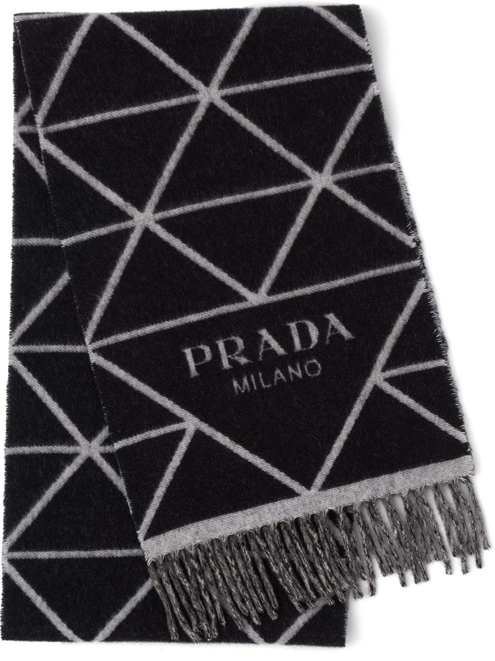 intarsia-logo fringed scarf - 1