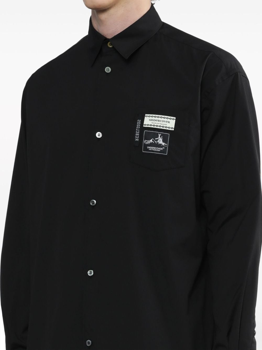 logo-patch cotton-blend shirt - 5