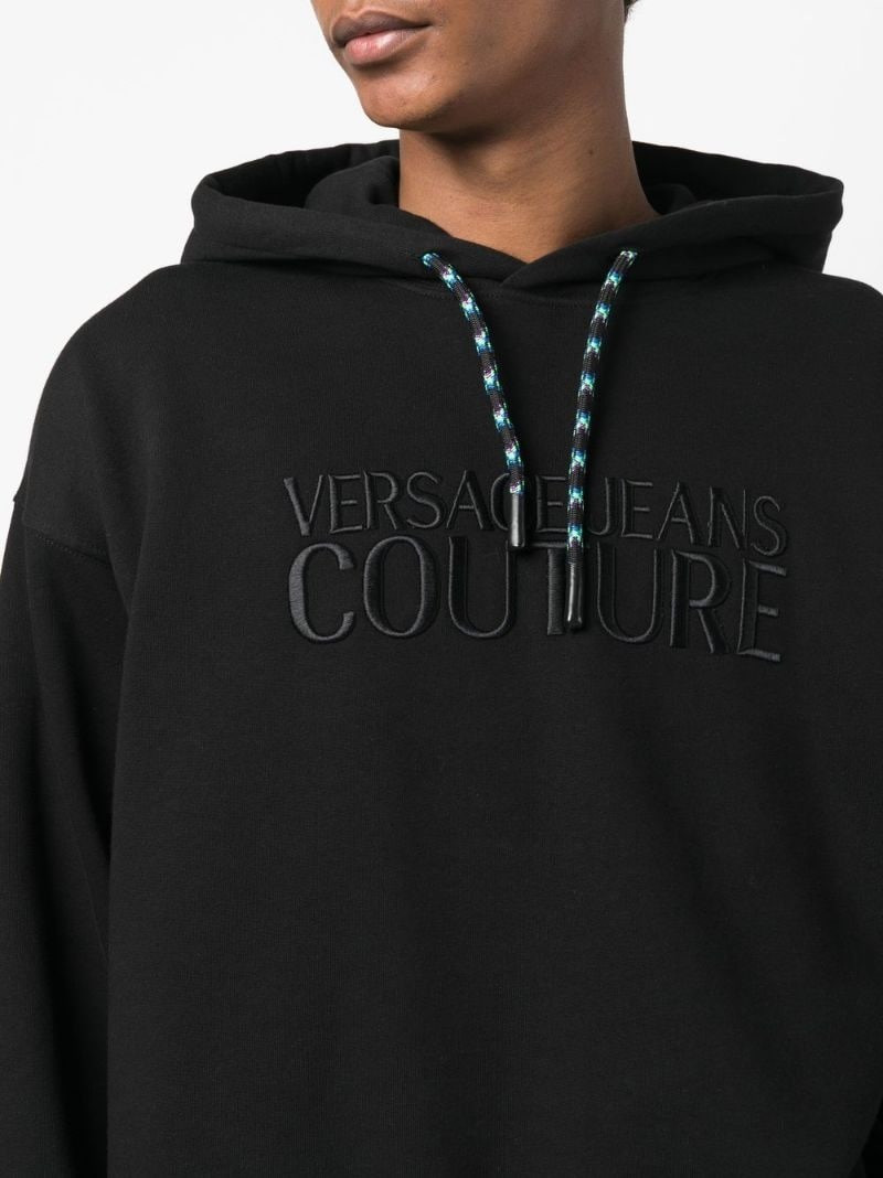 logo-embroidered drawstring hoodie 5