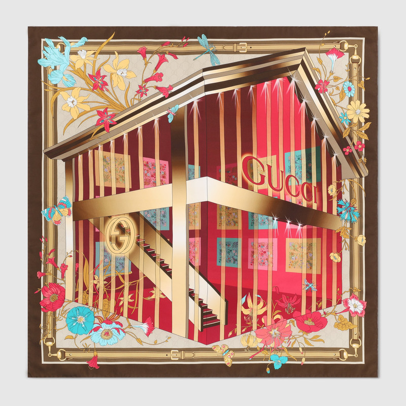 Printed silk twill carré 1