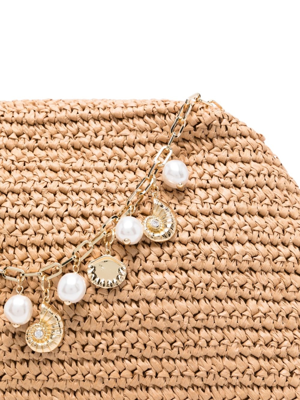 charm-detail raffia clutch bag - 4