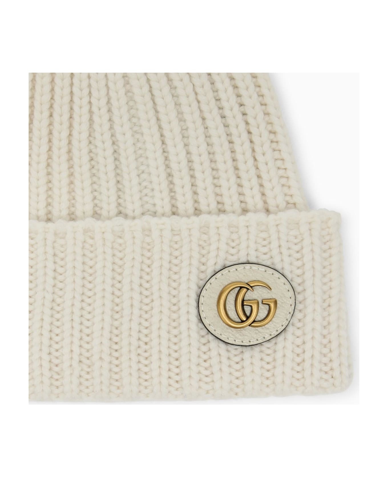 Ivory Cashmere Cap With Logo - 2