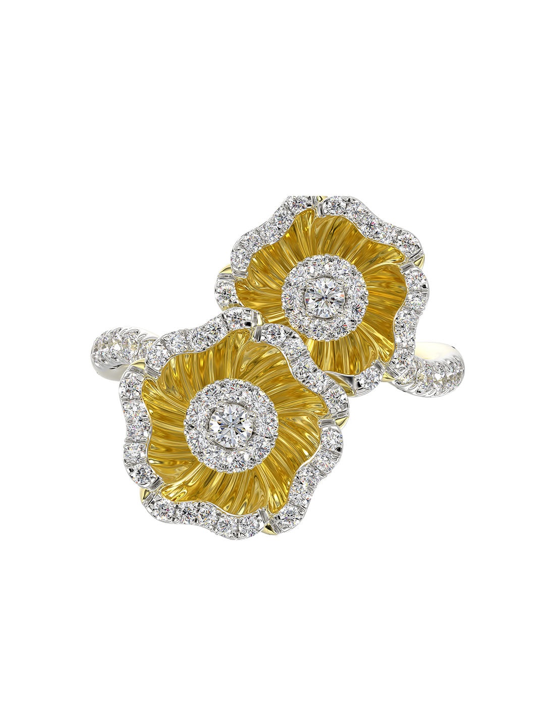HALO FLOWER YELLOW GOLD RING - 1