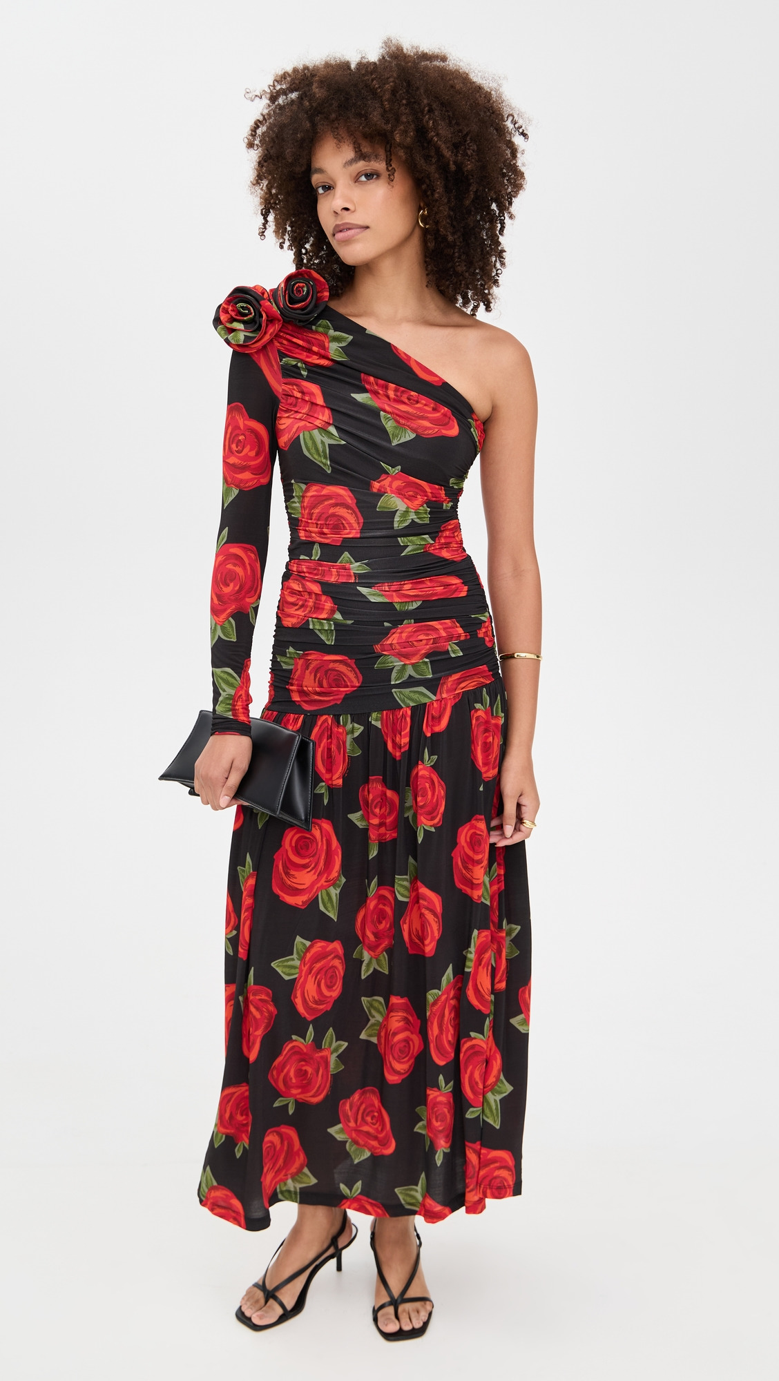Latin Roses One Shoulder Midi Dress - 4