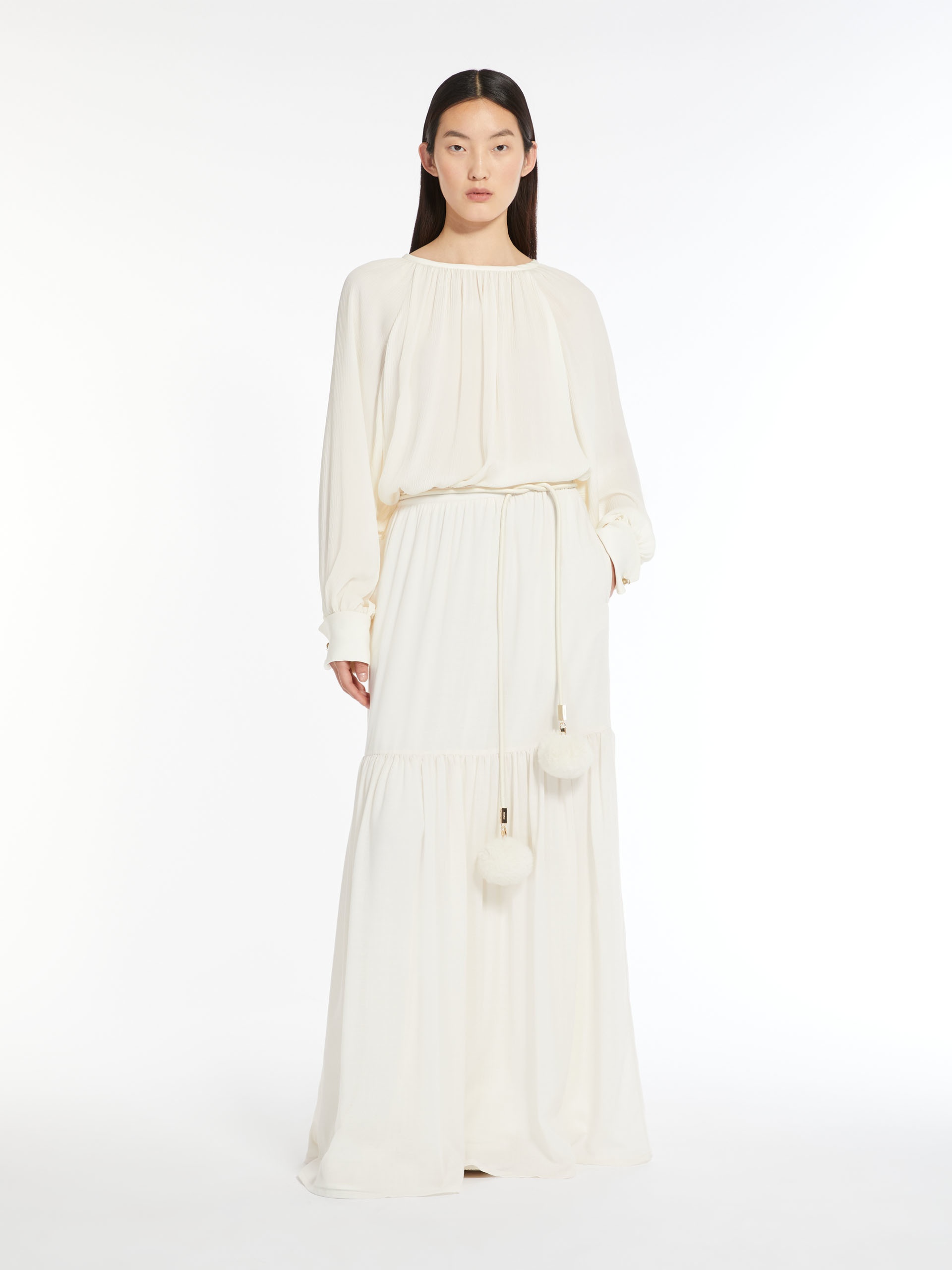 Max Mara CAFILA Long wool gauze skirt | REVERSIBLE
