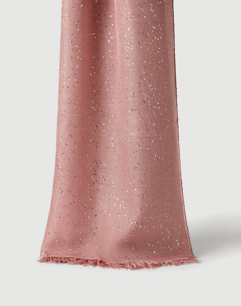 Lightweight cashmere and silk Diamond yarn knit scarf 1