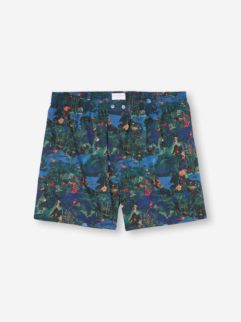Derek Rose Men's Classic Fit Boxers Cotton Batiste Multi Midnight Jungle Print outlook