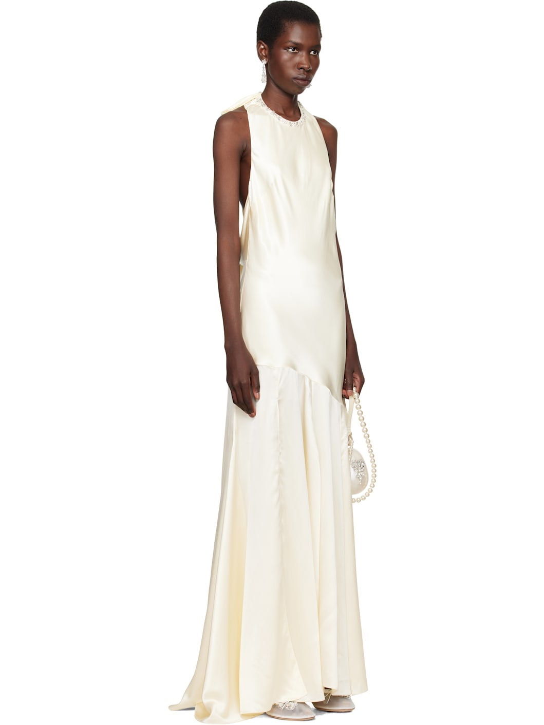 SSENSE Exclusive Bridal Capsule Silk Satin Bow Maxi Dress - 2