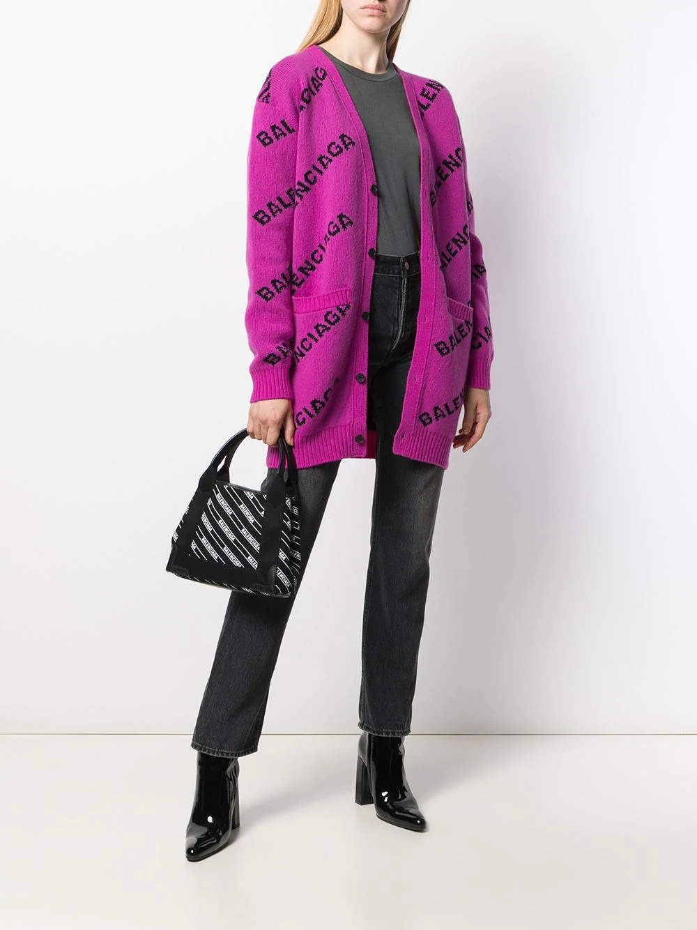 logo print cardi-coat - 2