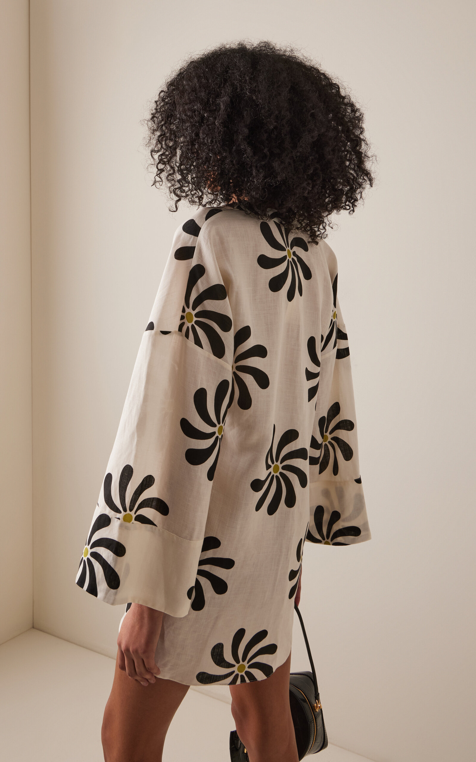 Siena Linen Tunic Mini Dress black/white - 4