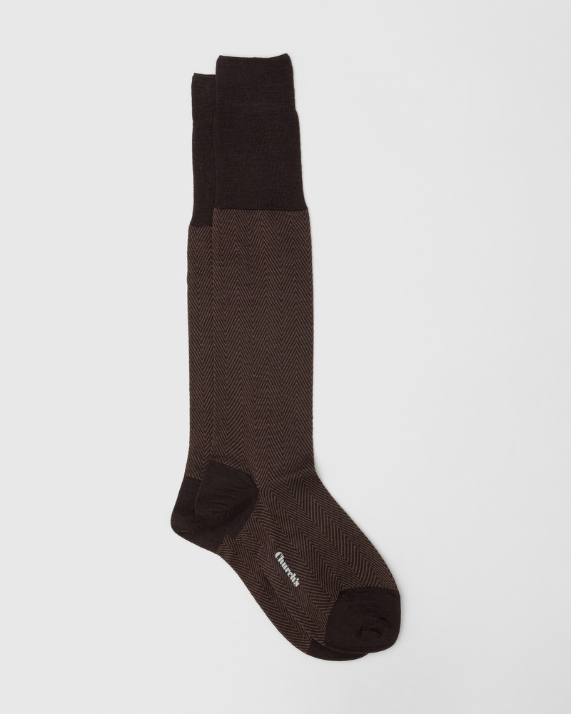 Herringbone Wool Long Socks 1