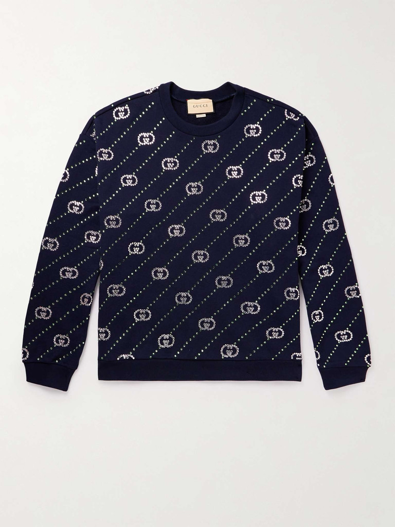Crystal-Embellished Cotton-Jersey Sweatshirt 1
