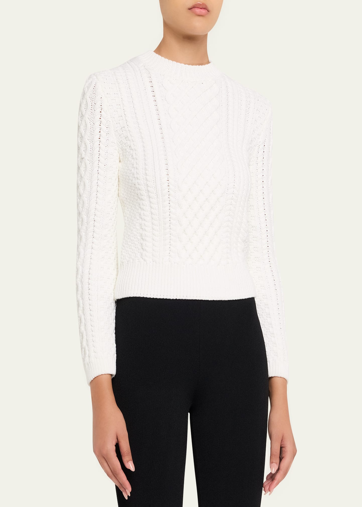 Cabbie Cable Knit 3/4-Sleeve Sweater - 4
