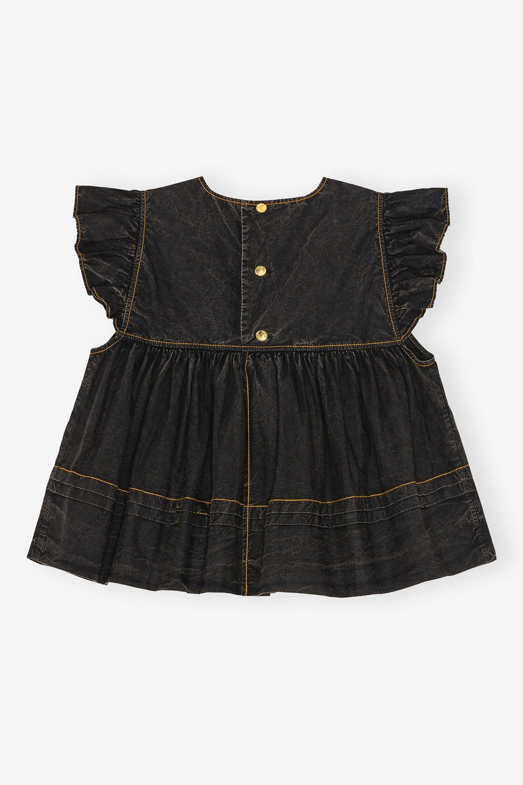 Garment Dyed Cotton Frill Sleeve Top - 2