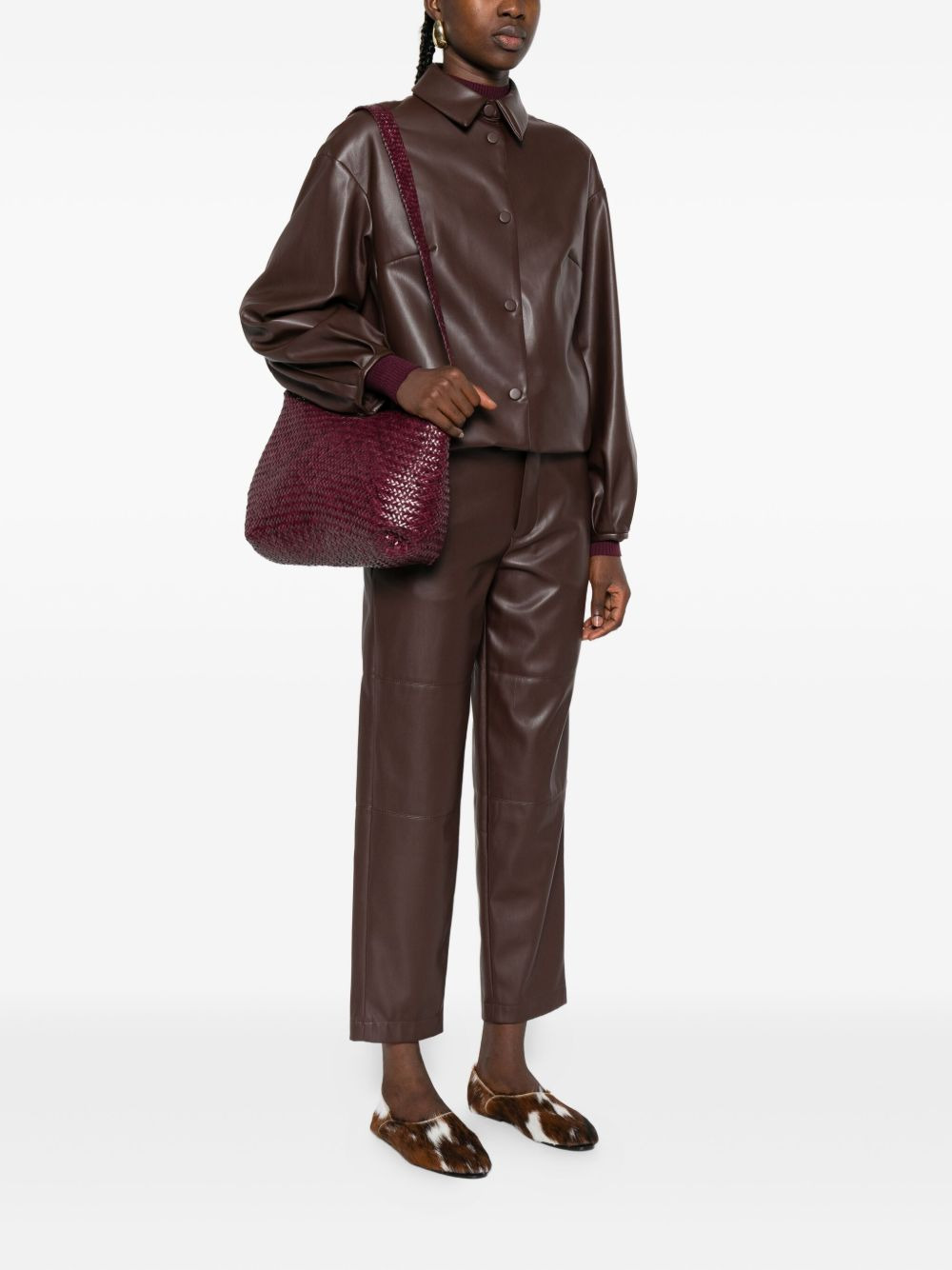 woven leather shoulder bag - 2