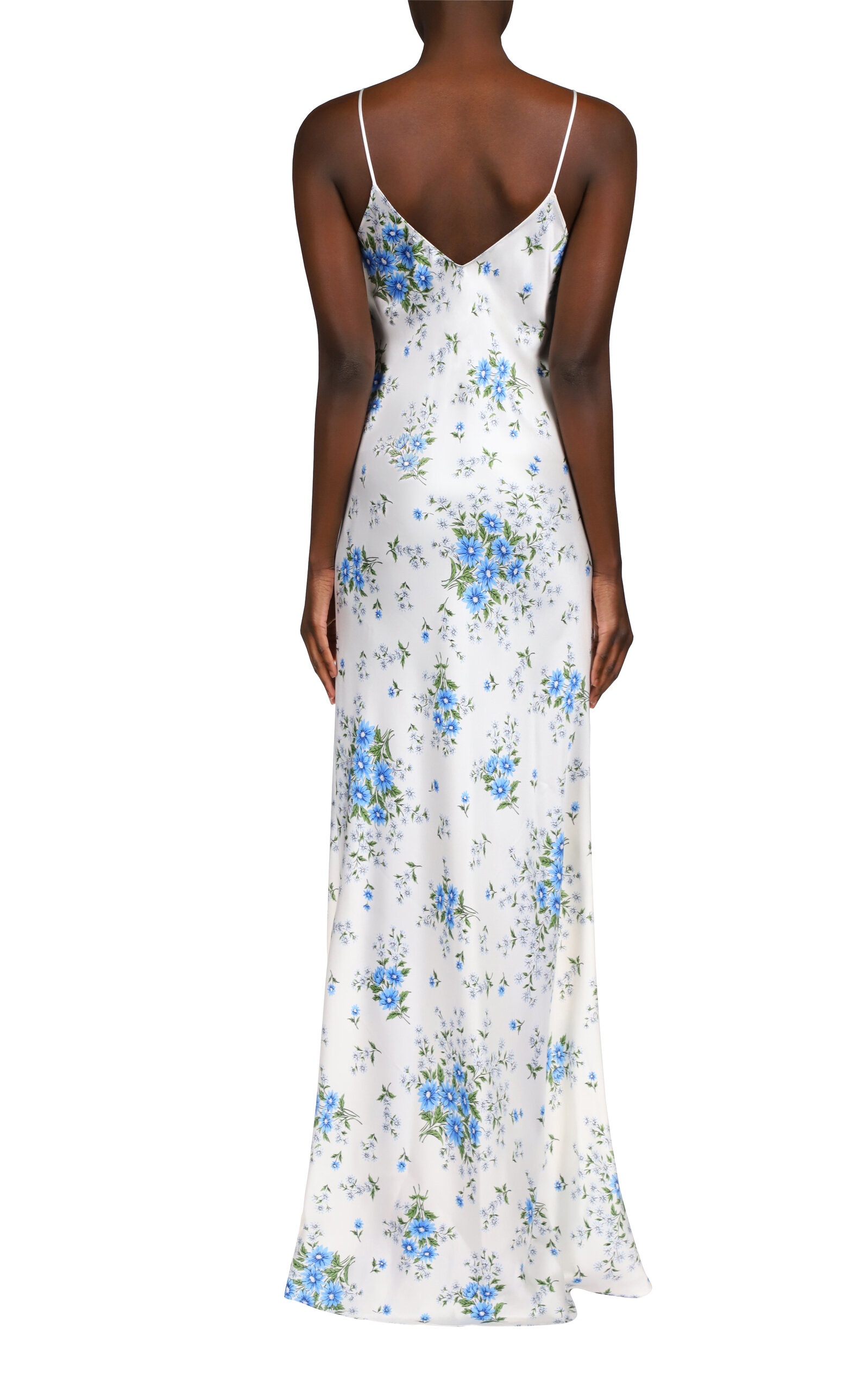 Floral Silk Slip Gown white - 3