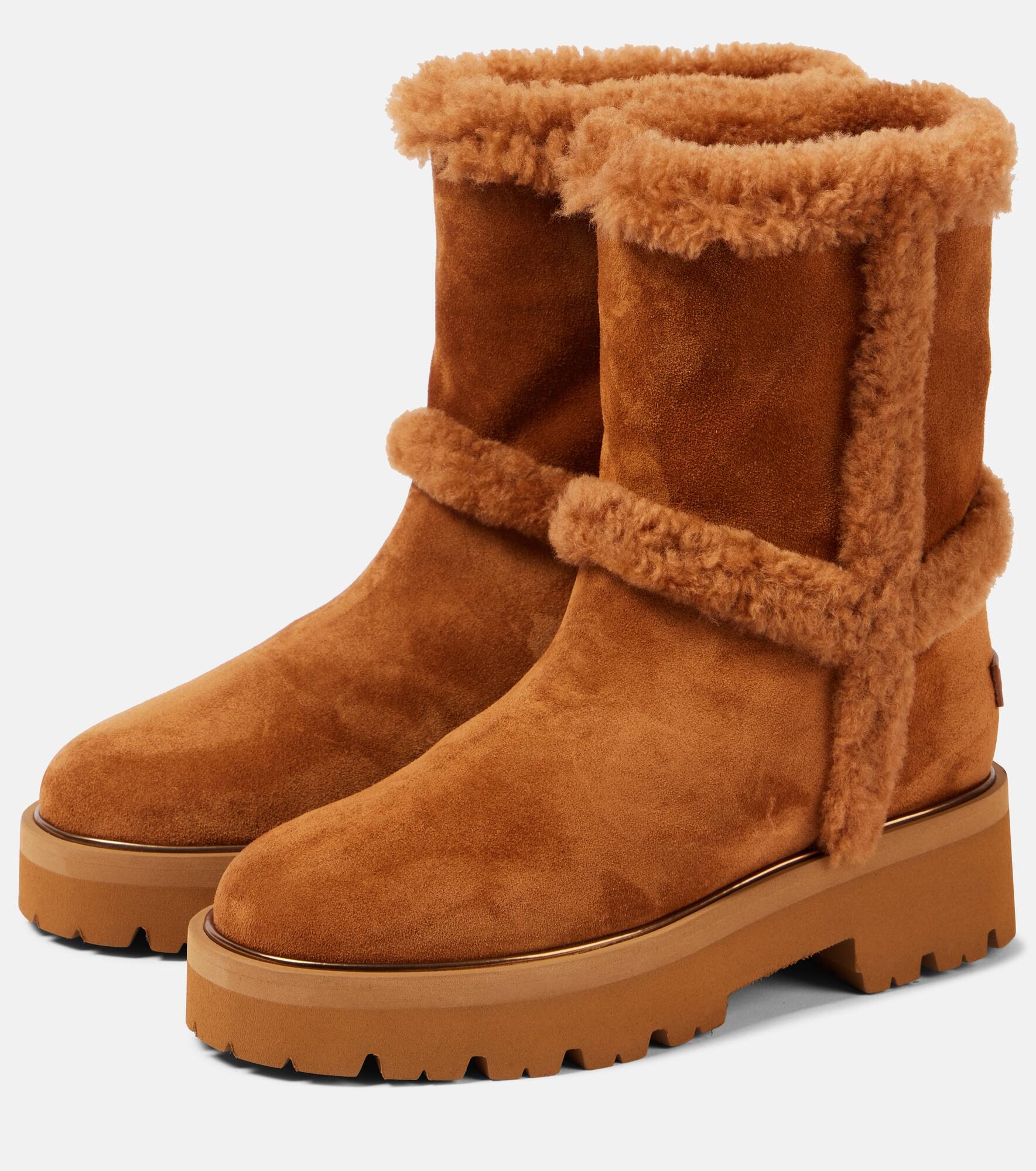 Teddi 20 shearling-trimmed suede ankle boots - 4