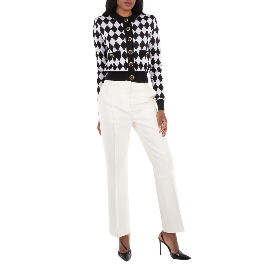 Balmain Diamond-Intarsia Virgin Wool Cardigan - 3