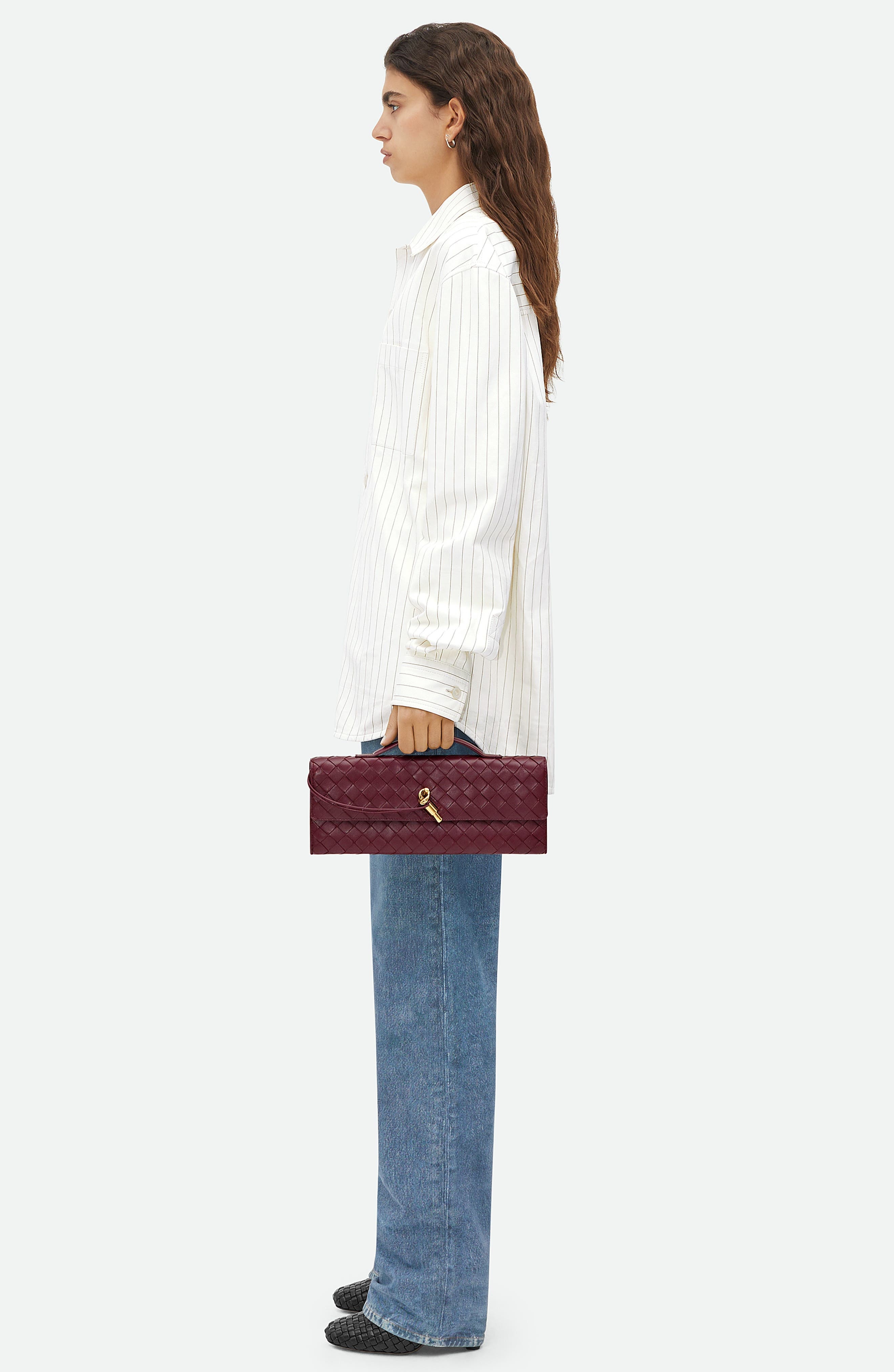 Bottega Veneta Long Andiamo Intrecciato Clutch Bag in 2250 Barolo-M Brass at Nordstrom - 2
