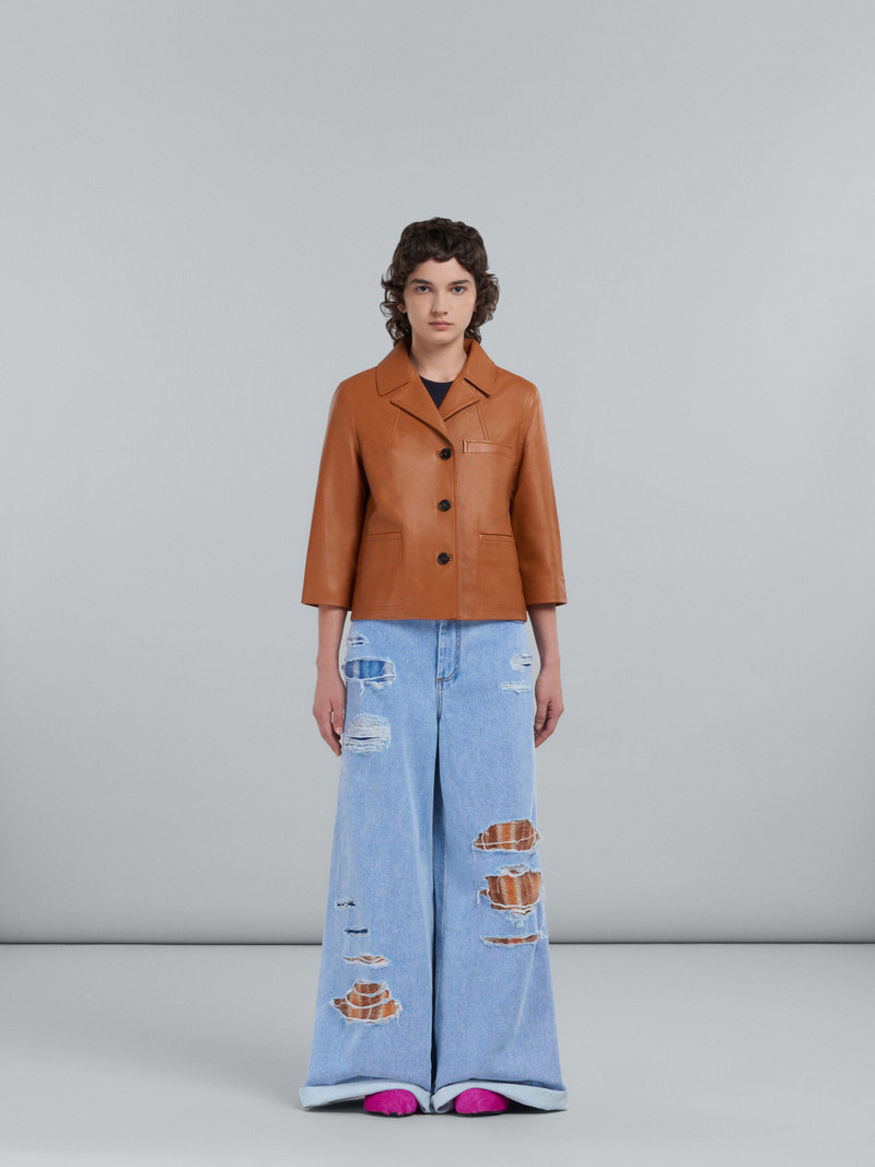 Marni BROWN NAPPA LEATHER JACKET outlook