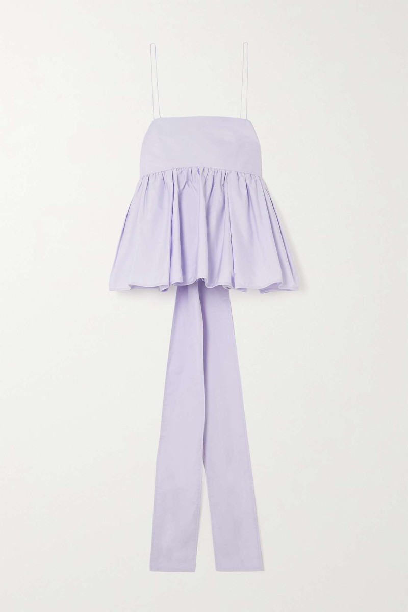 James bow-embellished cotton-poplin peplum top 1